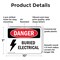 Signmission Buried Electrical Danger Sign, Plastic, 10in W x 7in L, 2PK OS-2PACK-DS-P-710-L-2308 - alternate 7